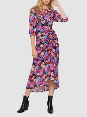 PINKO Floral Ruffle Midi Dress Multicolor